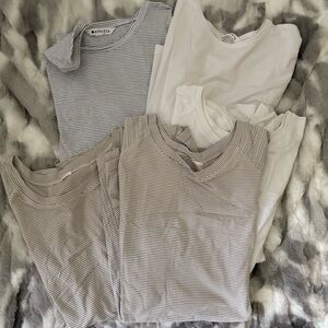 Various Athleta White and Navy Striped Tees - both long and short sleeved